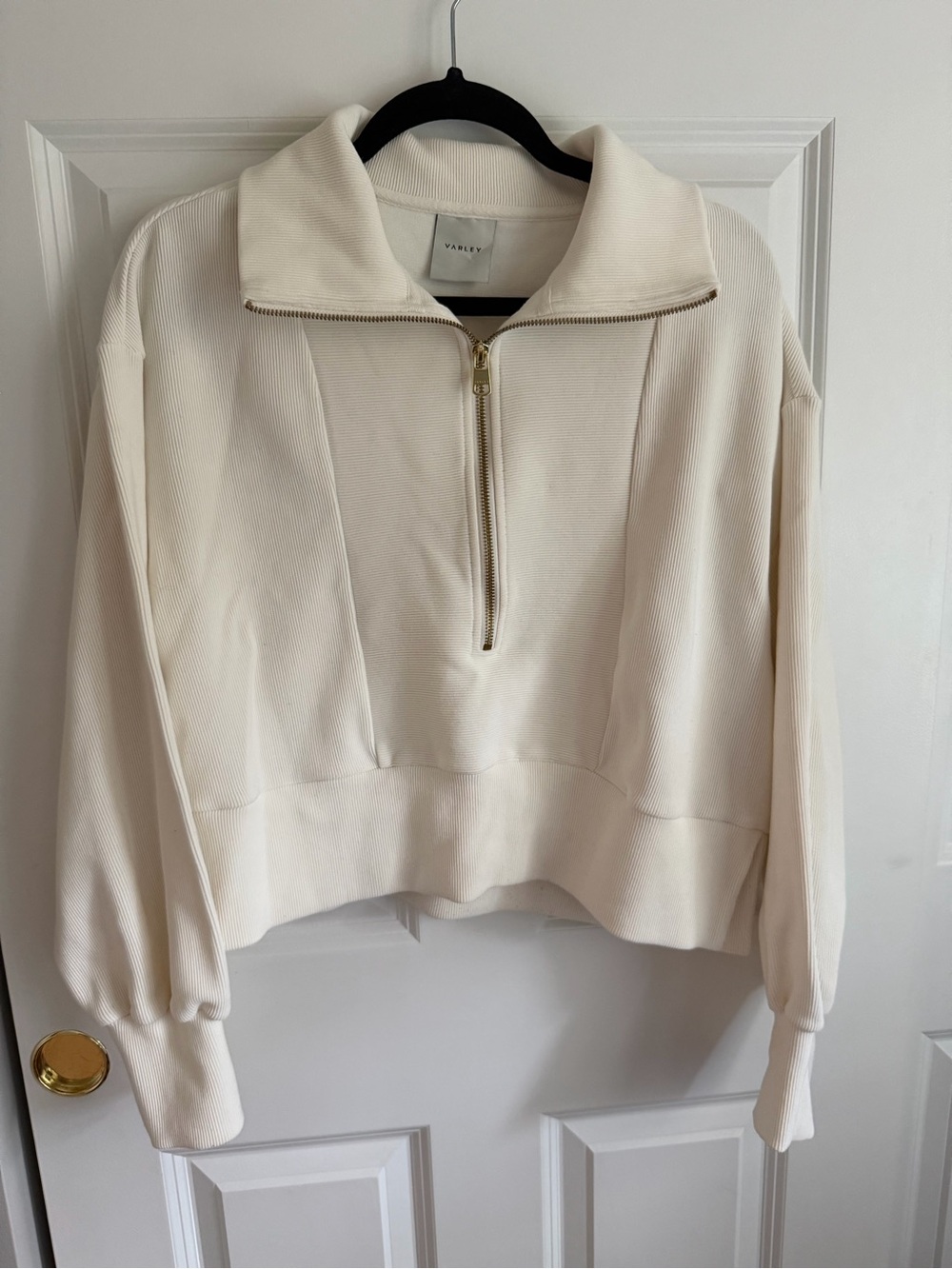 Varley Cream Half-Zip Cropped Pullover